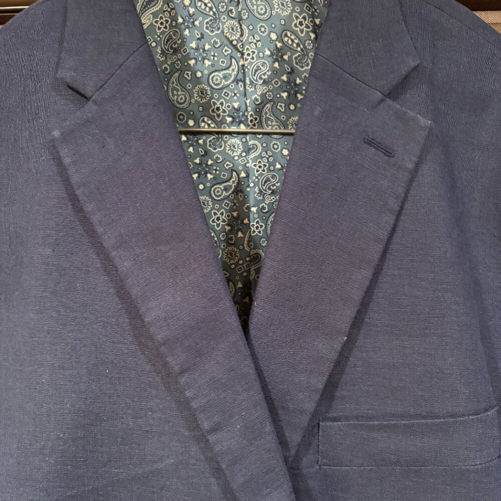 Lauren Ralph Lauren Blazer Mens Navy 100% Linen 48 Long - Picture 7 of 15